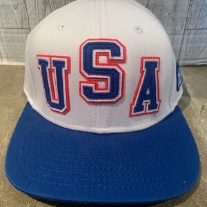 Two-Tone White and Blue Baseball Cap with USA Design
